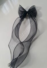 Şifon Büyük Fiyonklar Otomatik Mekanizmalı Siyah