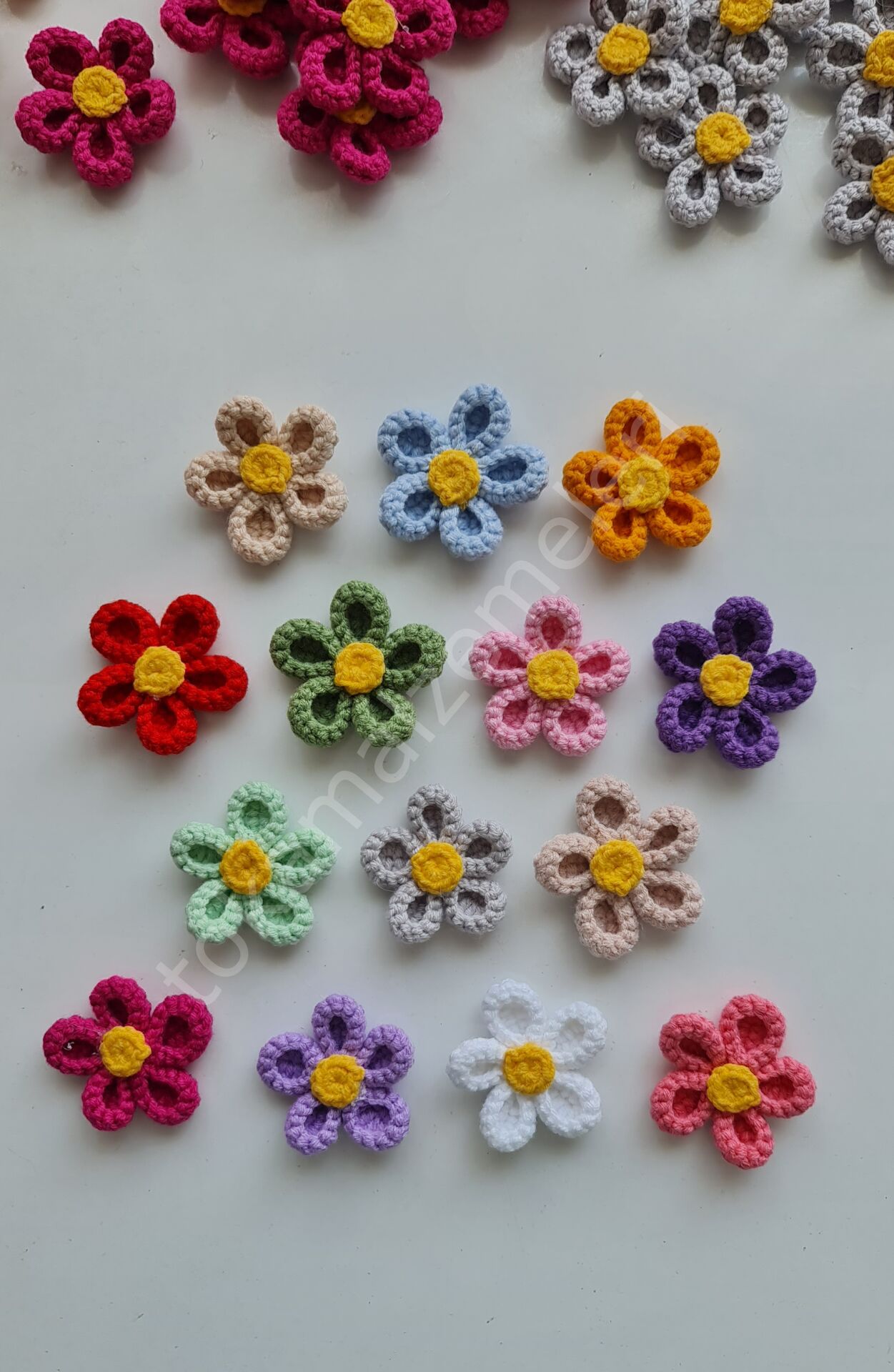 Örgü Renkli papatyalar