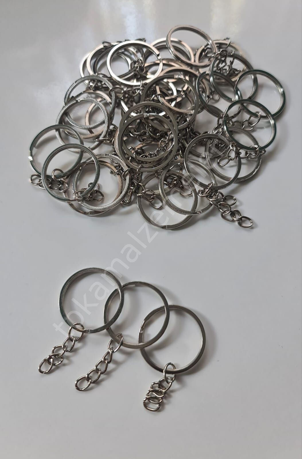 Ezme Zincirli Anahtarlık Halkası (25li) gümüş 3cm