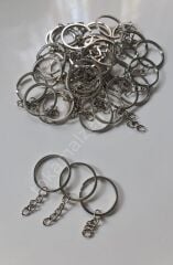 Ezme Zincirli Anahtarlık Halkası (25li) gümüş 3cm