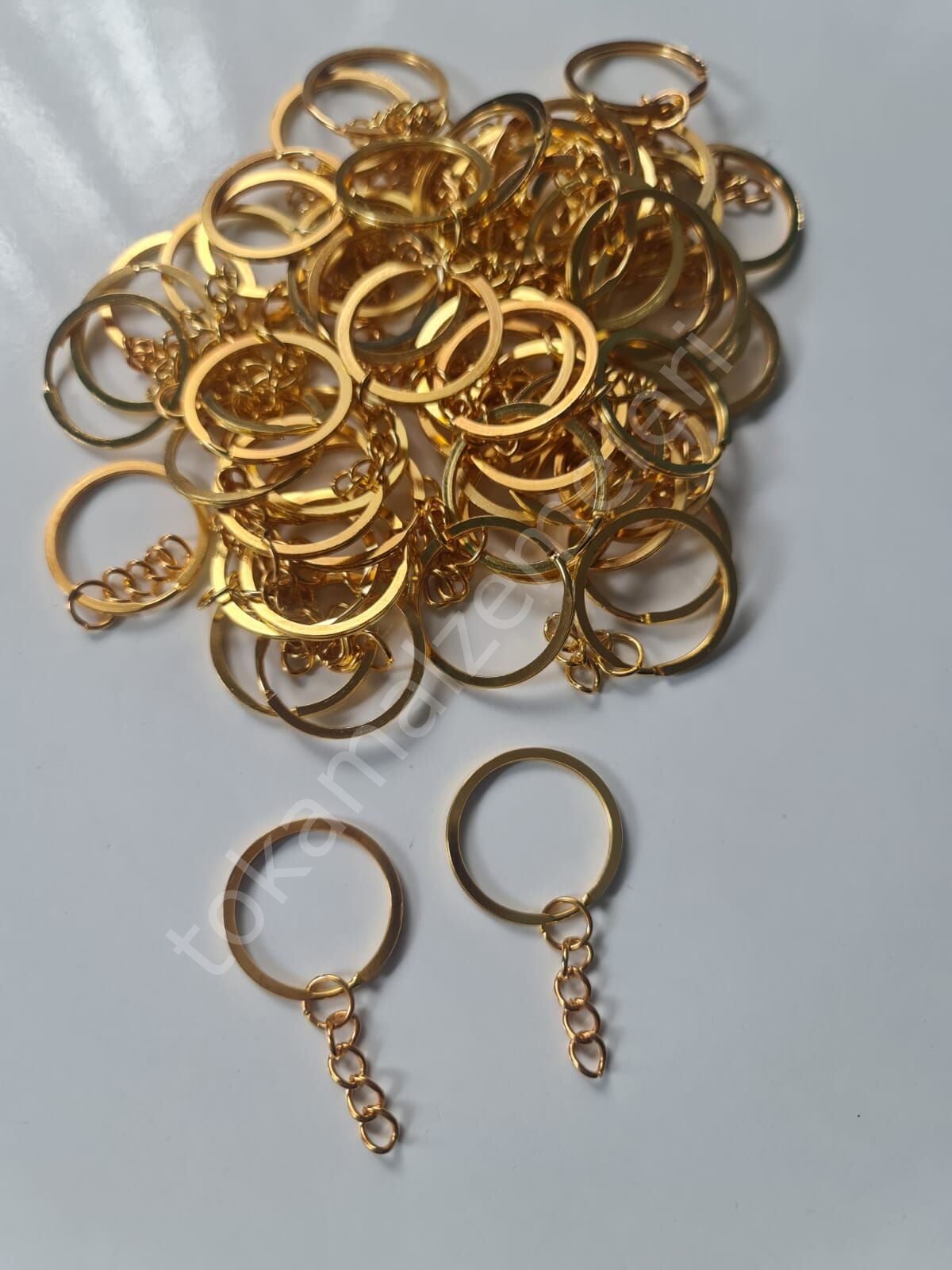 Ezme Zincirli Anahtarlık Halkası (25li) altın 3cm